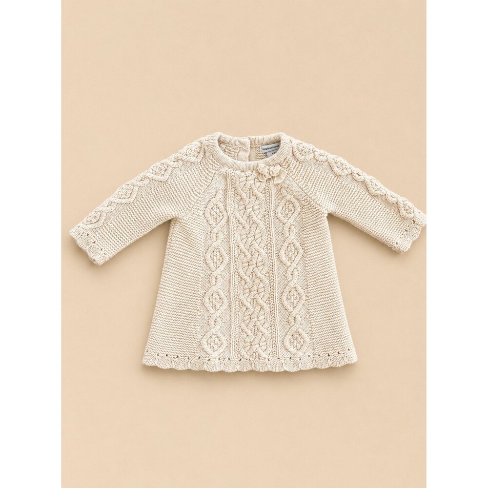 Cupcakes and Cashmere Baby Cable Knit Sweater Dress | Cream | 3-6M